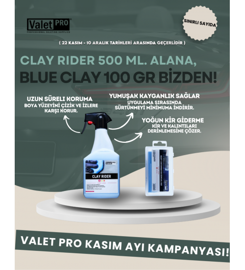 Valet Pro Clay Rider 500 ml + Blue Clay Bar 100 Gr / Set