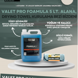 Valet Pro Foamula 1 Ph Neutral Snow Foam 5 Lt / Yıkama Köpüğü + Valet Pro Drying Towel Grey 50*80 / Gri Kurulama Bezi