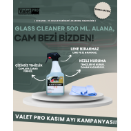 Valet Pro Glass Cleaner 500 ml / Cam Temizleyici + Valet Pro Mikrofibre Glass Cloth 40x48 cm / Cam Silme Bezi