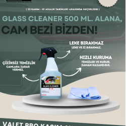 Valet Pro Glass Cleaner 500 ml / Cam Temizleyici + Valet Pro Mikrofibre Glass Cloth 40x48 cm / Cam Silme Bezi