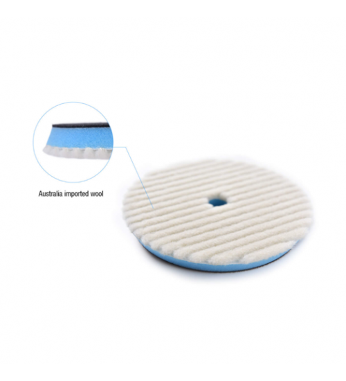 Shine Mate 41755-6 Knitted Wool Pad Blue Foam 125/140 mm / Mavi Ara Tabanlı Agresif Yün Pasta Keçesi