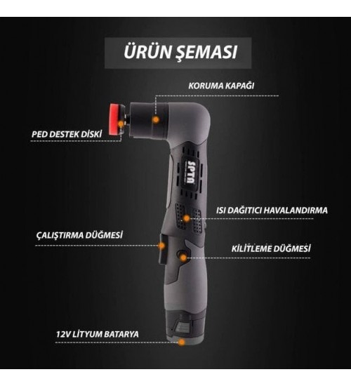 Spta Cordless Detail Polisher LD104 / 12V Şarjlı Nano Orbital Polisaj Makinesi
