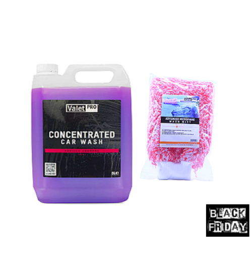 Valet Pro Concentrated Car Wash 5 Lt / Seramik Korumalar için PH Dengeli Konsantre Şampuan + Valet Pro Advanced Microfibre Wash Mitt / Yıkama Eldiveni